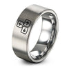 Arrow Keys – Tungsten Wedding Band, 8 mm, Silver Comfort-Fit Unisex