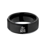 personalized rings for her – black tungsten bos wedding band