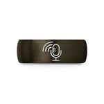 unique presents for her – gunmetal & black tungsten podcast microphone wedding band
