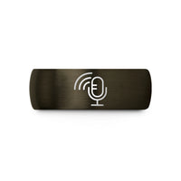 unique presents for her – gunmetal & black tungsten podcast microphone wedding band