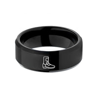 unique 21 year presents – black tungsten racing boots wedding band