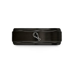 engraved rings for couples – black & rose gold tungsten tandoori drumstick wedding band