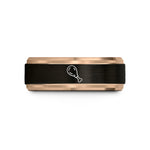 personalized jewelry presents – black & rose gold tungsten tandoori drumstick wedding band