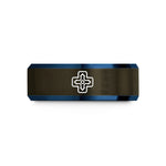 special presents for women – gunmetal & blue tungsten gamepad d pad wedding band