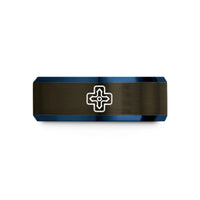 special presents for women – gunmetal & blue tungsten gamepad d pad wedding band