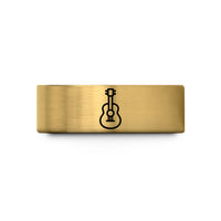 trendy rings for women – gold tungsten guitar wedding band