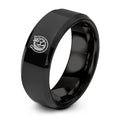 Horse Horseshoe Left – Tungsten Wedding Band, 8 mm, Black Comfort-Fit Unisex