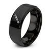 Metal File – Tungsten Wedding Band, 8 mm, Black Comfort-Fit Unisex