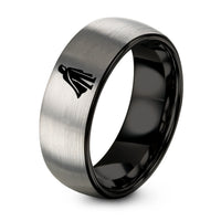 21 Year Old Birthday Gifts for Her – black & grey tungsten shadowy caped figure ring