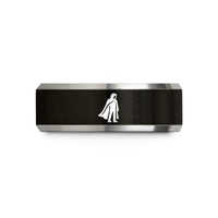 21st birthday ideas women – black & silver tungsten shadowy caped figure wedding band