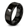 Shadowy Caped Figure – Tungsten Wedding Band, 8 mm, Black Comfort-Fit Unisex