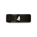 best presents for her – black tungsten shadowy caped figure wedding band