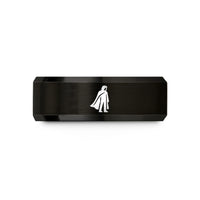 best presents for her – black tungsten shadowy caped figure wedding band