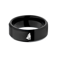 unique birthday presents her – black tungsten shadowy caped figure wedding band