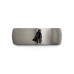 unique birthday presents her – gunmetal & gray tungsten shadowy caped figure wedding band