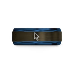 tungsten ring for women – gunmetal & blue tungsten cursor arrow wedding band