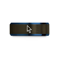 special present for daughter – gunmetal & blue tungsten cursor arrow wedding band