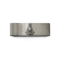 meaningful present for daughter – blue & gray tungsten stillness lotus wedding band
