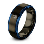 gunmetal & blue tungsten stillness lotus ring