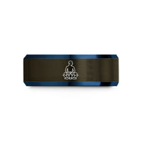 personalized jewelry for daughter – gunmetal & blue tungsten stillness lotus wedding band