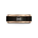 custom rings for women – black & rose gold tungsten burger wedding band
