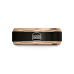 best presents for girlfriend – black & rose gold tungsten burger wedding band