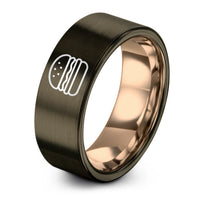personalized jewelry for her – gunmetal & rose gold tungsten burger ring