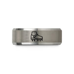 custom engraved tungsten bands – black & grey tungsten crampons wedding band