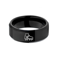 unique present ideas women – black tungsten crampons wedding band