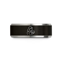 birthday present for her – black & gray tungsten foster mom heart wedding band