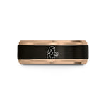 personalized jewelry for her – black & rose gold tungsten foster mom heart wedding band