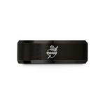 unique present ideas women – black tungsten heart sword wedding band