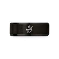unique present ideas women – black tungsten heart sword wedding band