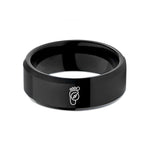 best presents for girlfriend – black tungsten search footprints compass wedding band