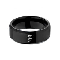 best presents for girlfriend – black tungsten search footprints compass wedding band