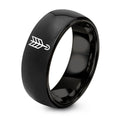 Arrow Fletching Nock – Tungsten Wedding Band, 8 mm, Black Comfort-Fit Unisex