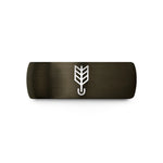 unique present for guys – gunmetal & black tungsten arrow fletching nock wedding band