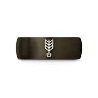 unique present for guys – gunmetal & black tungsten arrow fletching nock wedding band