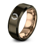 tungsten bands for him – gunmetal & rose gold tungsten laurel wreath ring