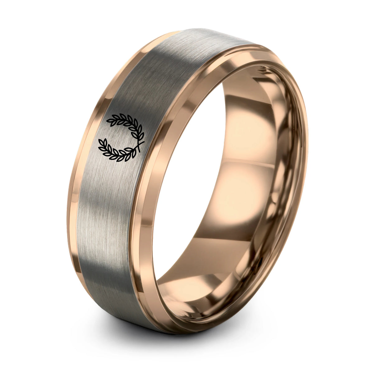 21st Birthday Gift for Him – rose gold tungsten laurel wreath ring