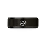 engraved rings for men – black tungsten silver wedding band