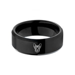 meaningful keepsake ideas – black tungsten sphynx wedding band