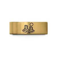unique presents for her – gold tungsten desert buttes sun wedding band