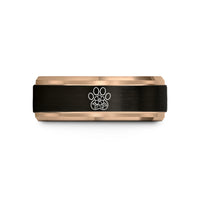 birthday presents for her – black & rose gold tungsten floral paw wedding band