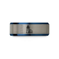 presents for young women – blue & grey tungsten point reyes lighthouse wedding band