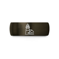 special presents for women – gunmetal & blue tungsten point reyes lighthouse wedding band