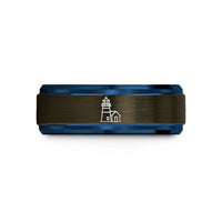 special presents for women – gunmetal & blue tungsten point reyes lighthouse wedding band