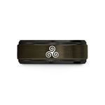 unique presents for her – gunmetal & black tungsten triskelion triple spiral wedding band