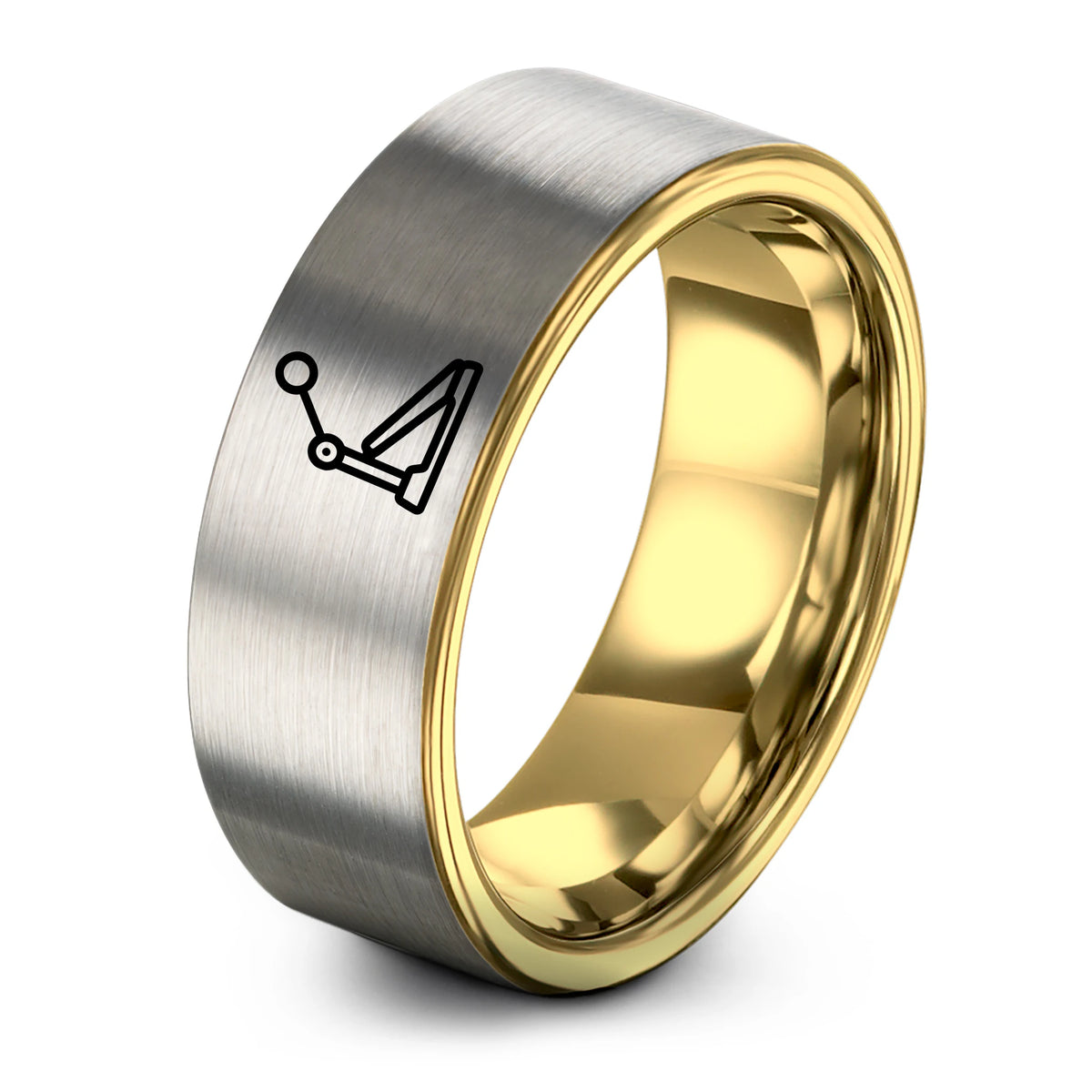 21st Birthday Gifts for Him – gold & gray tungsten bass drum pedal ring