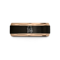 unique presents for him – black & rose gold tungsten cat fish wedding band